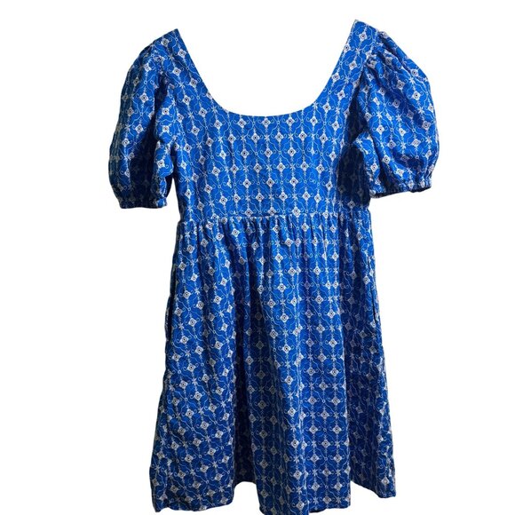 Elegant Blue Geometric Mini Dress - Picture 4 of 6